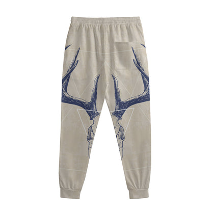 Vintage Deer Skull Print Sweatpants