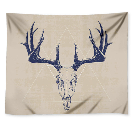 Vintage Deer Skull Print Tapestry
