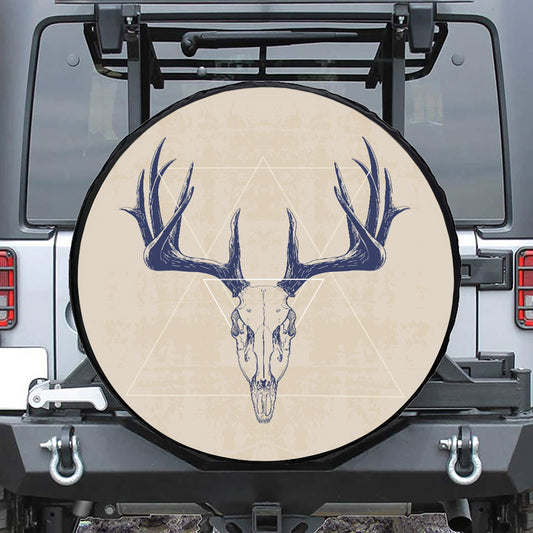Vintage Deer Skull Print Tire Cover
