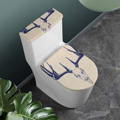 Vintage Deer Skull Print Toilet Lid And Tank Cover Set