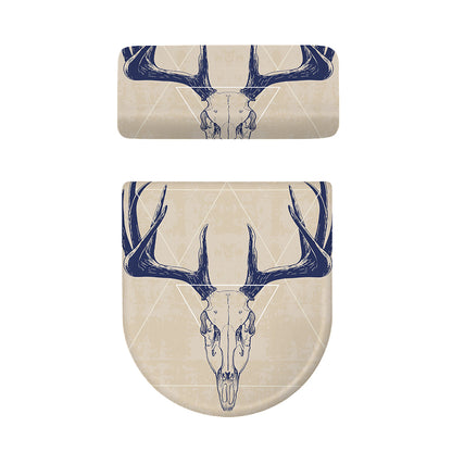 Vintage Deer Skull Print Toilet Lid And Tank Cover Set
