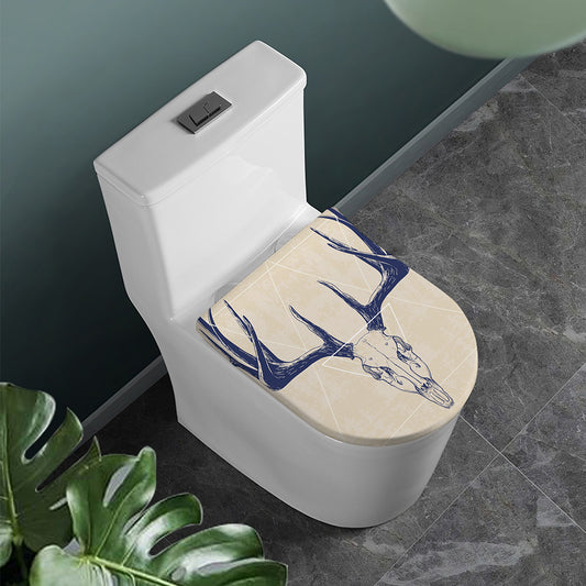 Vintage Deer Skull Print Toilet Lid Cover