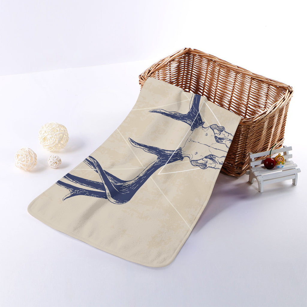 Vintage Deer Skull Print Towel