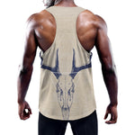 Vintage Deer Skull Print Training Tank Top