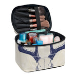 Vintage Deer Skull Print Travel Makeup Bag