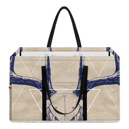 Vintage Deer Skull Print Utility Tote Bag