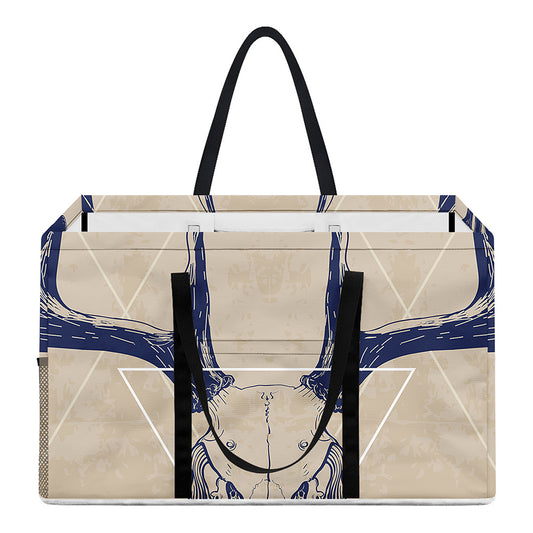 Vintage Deer Skull Print Utility Tote Bag