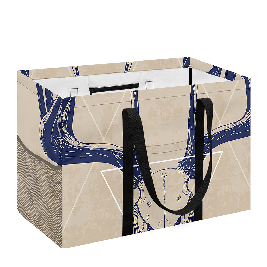Vintage Deer Skull Print Utility Tote Bag