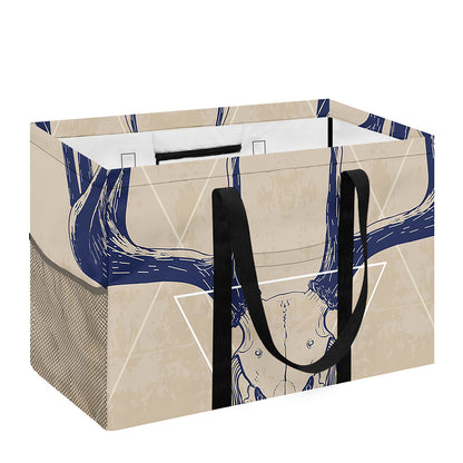 Vintage Deer Skull Print Utility Tote Bag