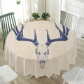 Vintage Deer Skull Print Waterproof Round Tablecloth
