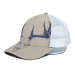 Vintage Deer Skull Print White Mesh Trucker Cap