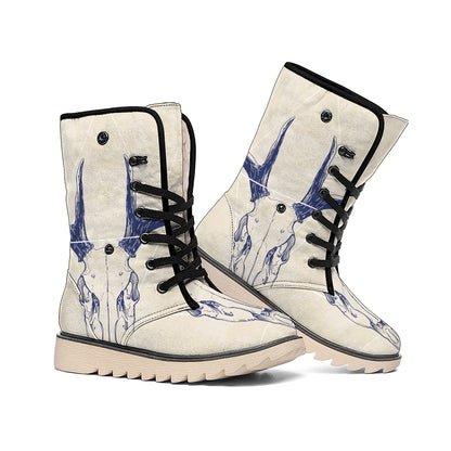 Vintage Deer Skull Print Winter Boots