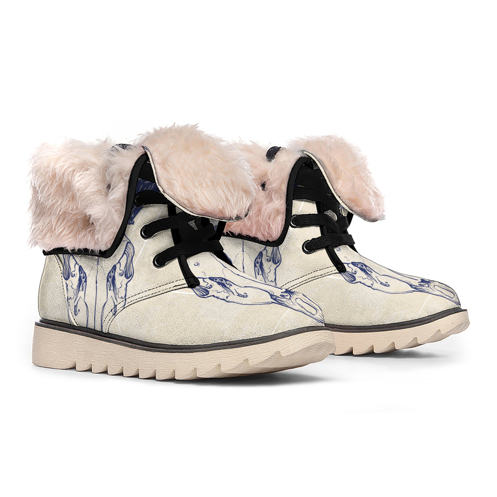 Vintage Deer Skull Print Winter Boots