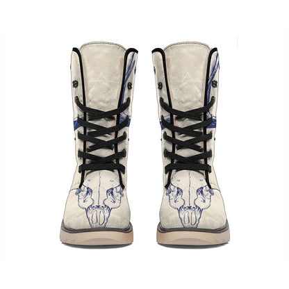Vintage Deer Skull Print Winter Boots
