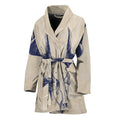 Vintage Deer Skull Print Women's Bathrobe