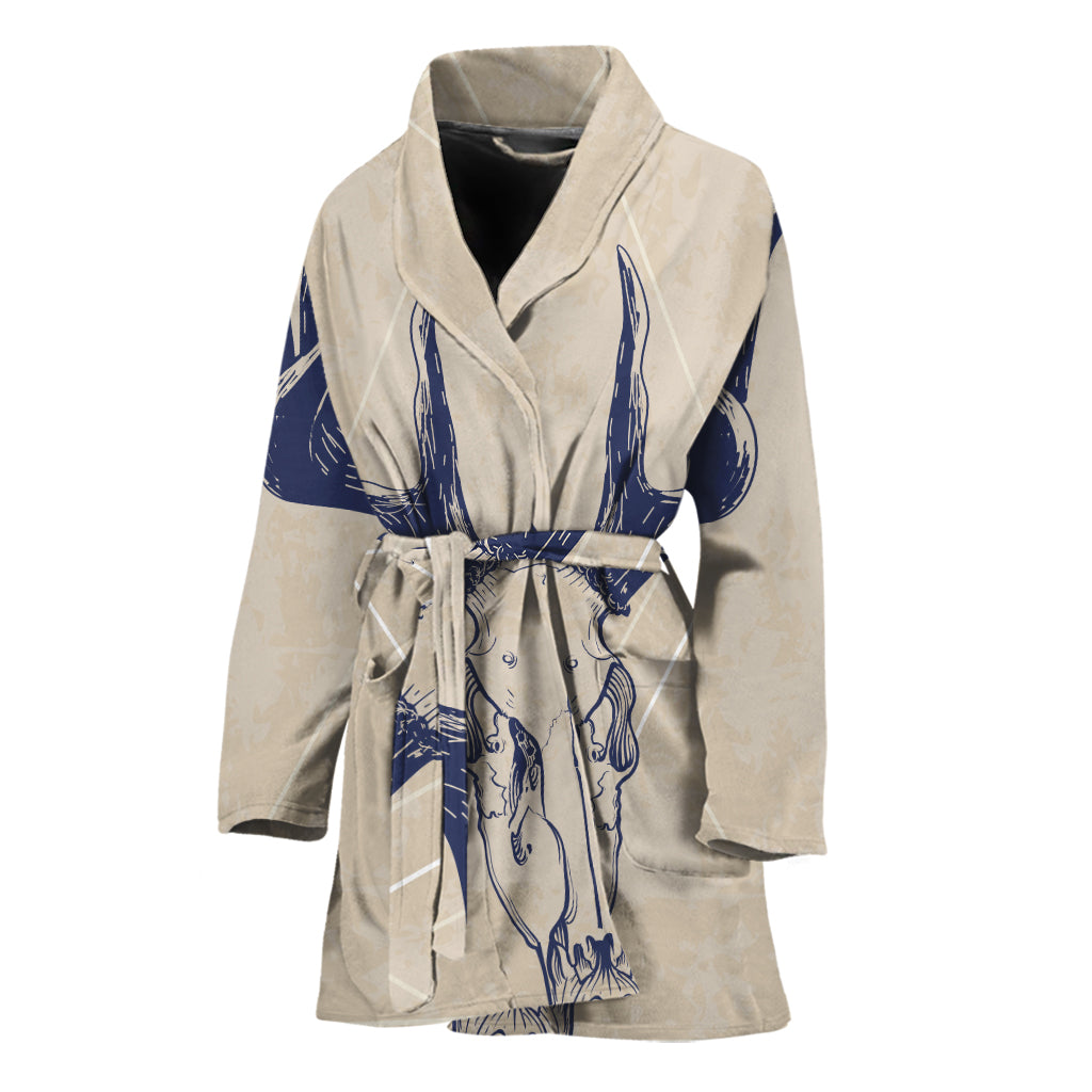 Vintage Deer Skull Print Women's Bathrobe