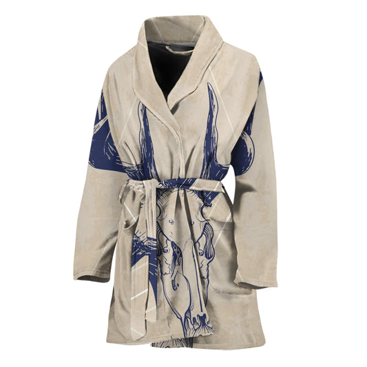 Vintage Deer Skull Print Women's Bathrobe
