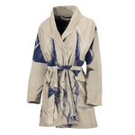 Vintage Deer Skull Print Women's Bathrobe