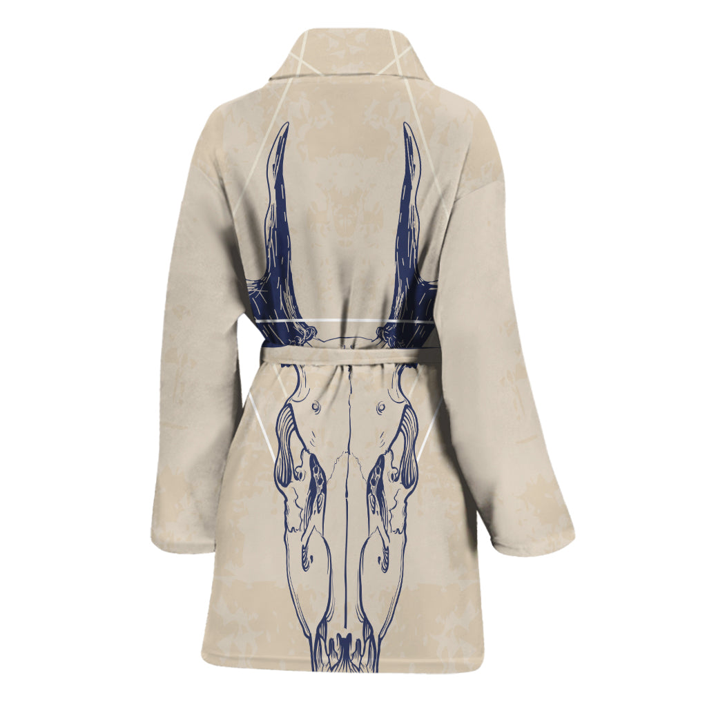 Vintage Deer Skull Print Women's Bathrobe