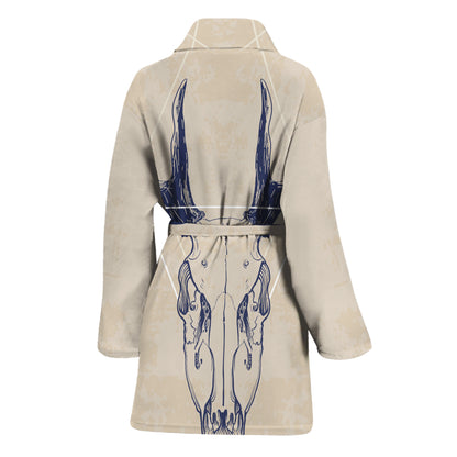 Vintage Deer Skull Print Women's Bathrobe