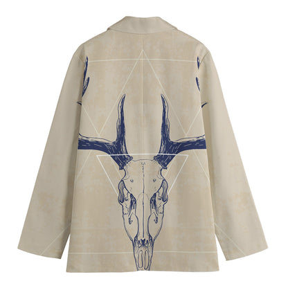 Vintage Deer Skull Print Women's Blazer
