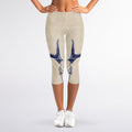 Vintage Deer Skull Print Women's Capri Leggings