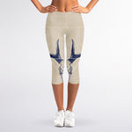 Vintage Deer Skull Print Women's Capri Leggings