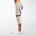 Vintage Deer Skull Print Women's Capri Leggings