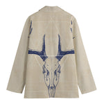 Vintage Deer Skull Print Women's Cotton Blazer