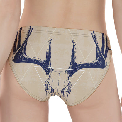 Vintage Deer Skull Print Women's Panties