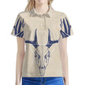 Vintage Deer Skull Print Women's Polo Shirt