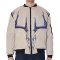 Vintage Deer Skull Print Zip Sleeve Bomber Jacket