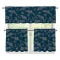 Vintage Dolphins Pattern Print 3 Piece Kitchen Curtains