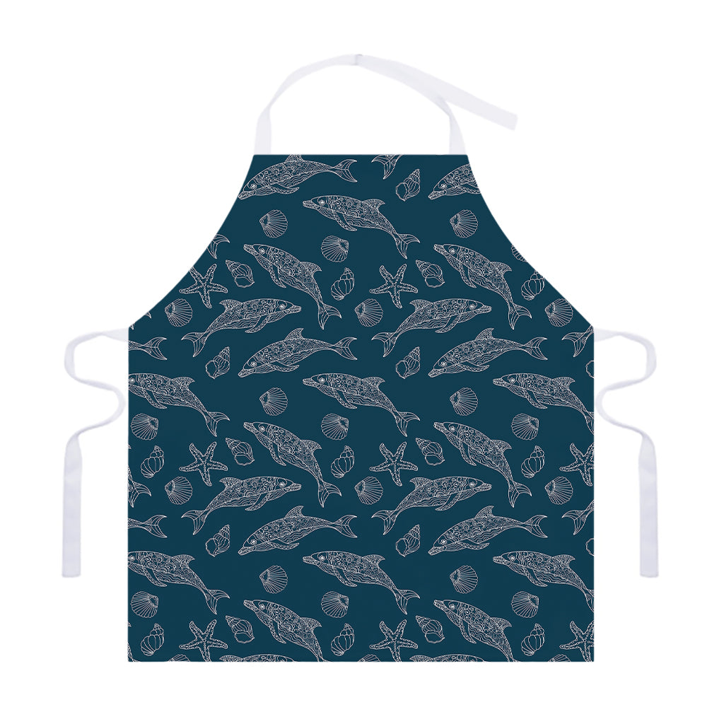 Vintage Dolphins Pattern Print Adjustable Apron