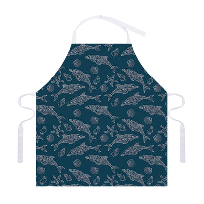 Vintage Dolphins Pattern Print Adjustable Apron