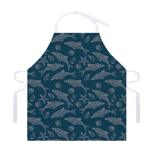 Vintage Dolphins Pattern Print Adjustable Apron