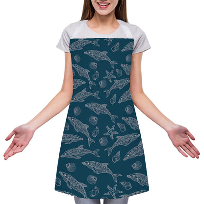 Vintage Dolphins Pattern Print Adjustable Apron