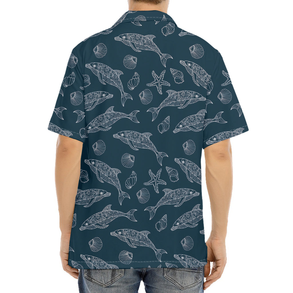 Vintage Dolphins Pattern Print Aloha Shirt