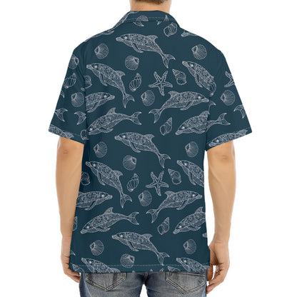 Vintage Dolphins Pattern Print Aloha Shirt