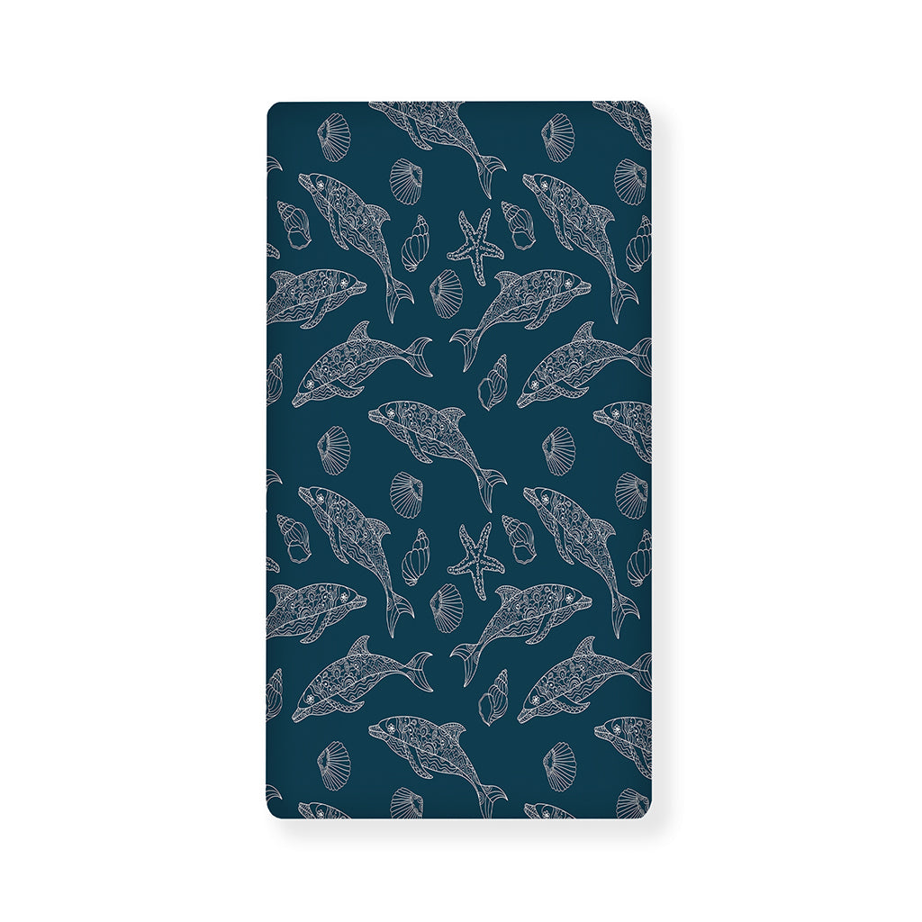 Vintage Dolphins Pattern Print Baby Crib Sheet
