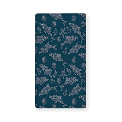 Vintage Dolphins Pattern Print Baby Crib Sheet