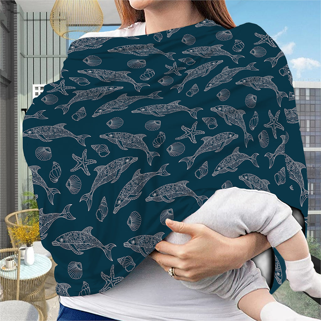 Vintage Dolphins Pattern Print Baby Seat Cover