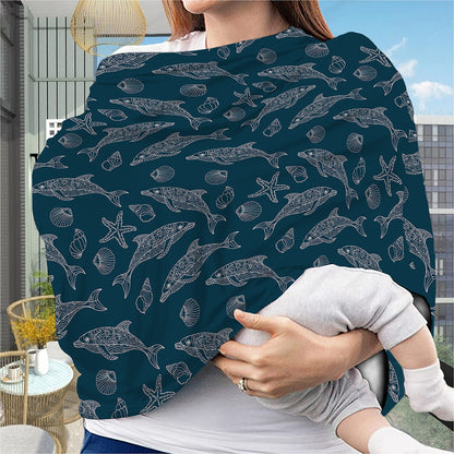Vintage Dolphins Pattern Print Baby Seat Cover