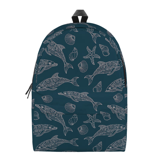 Vintage Dolphins Pattern Print Backpack