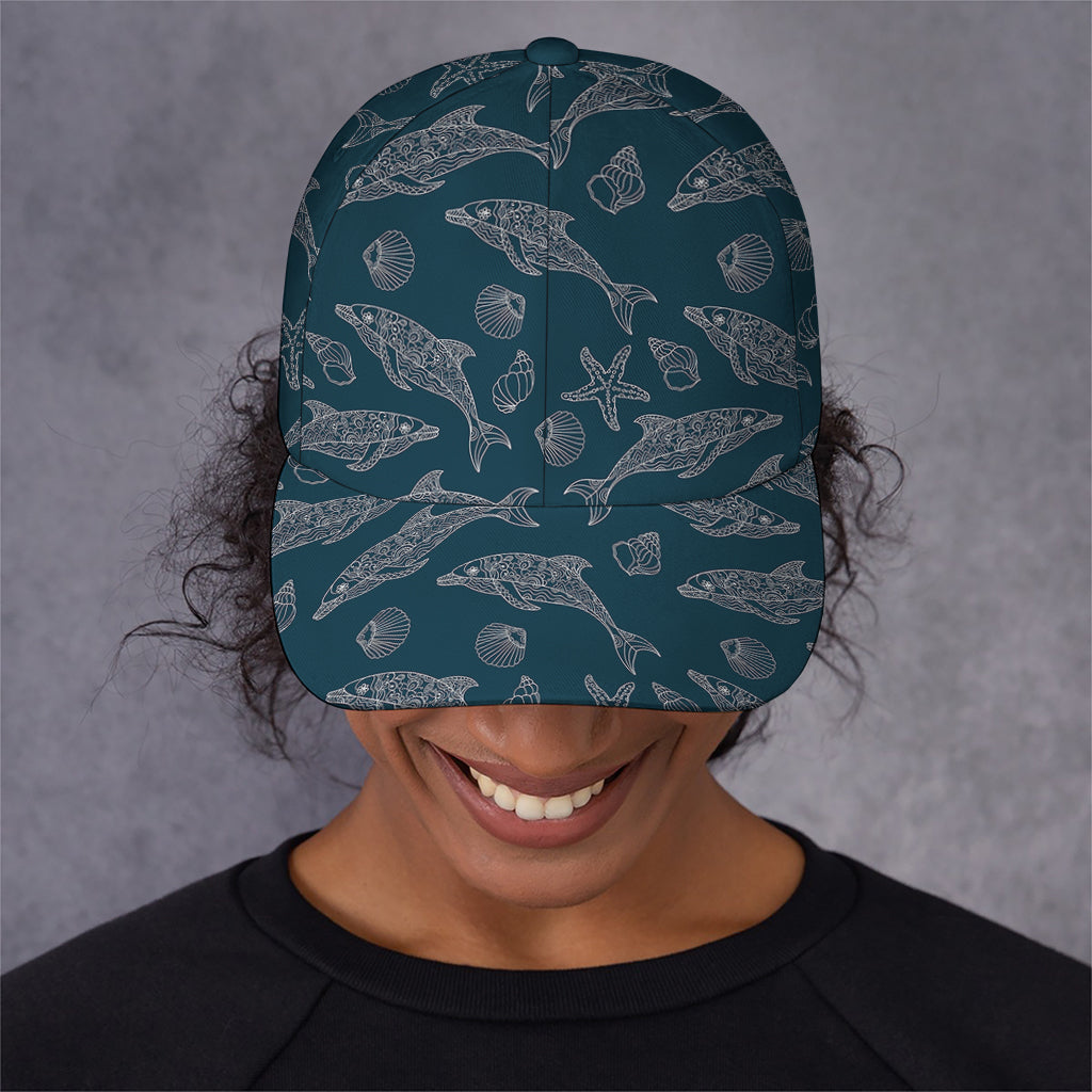 Vintage Dolphins Pattern Print Baseball Cap