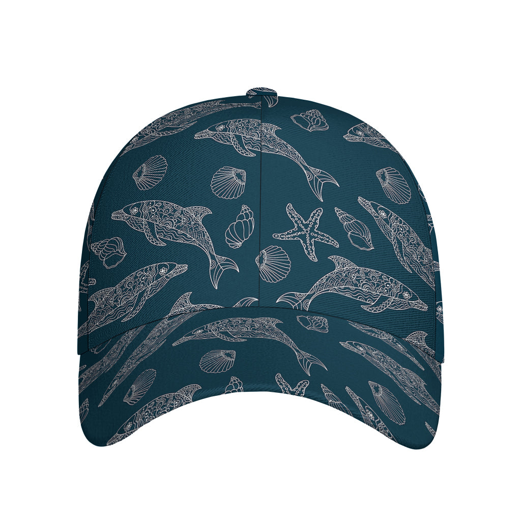 Vintage Dolphins Pattern Print Baseball Cap