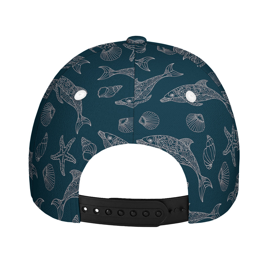 Vintage Dolphins Pattern Print Baseball Cap