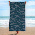 Vintage Dolphins Pattern Print Beach Towel
