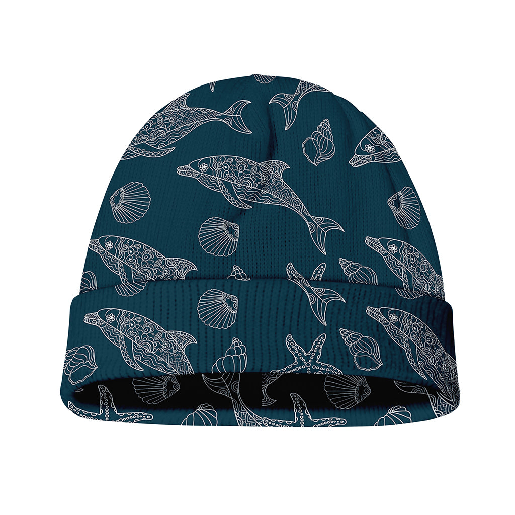 Vintage Dolphins Pattern Print Beanie