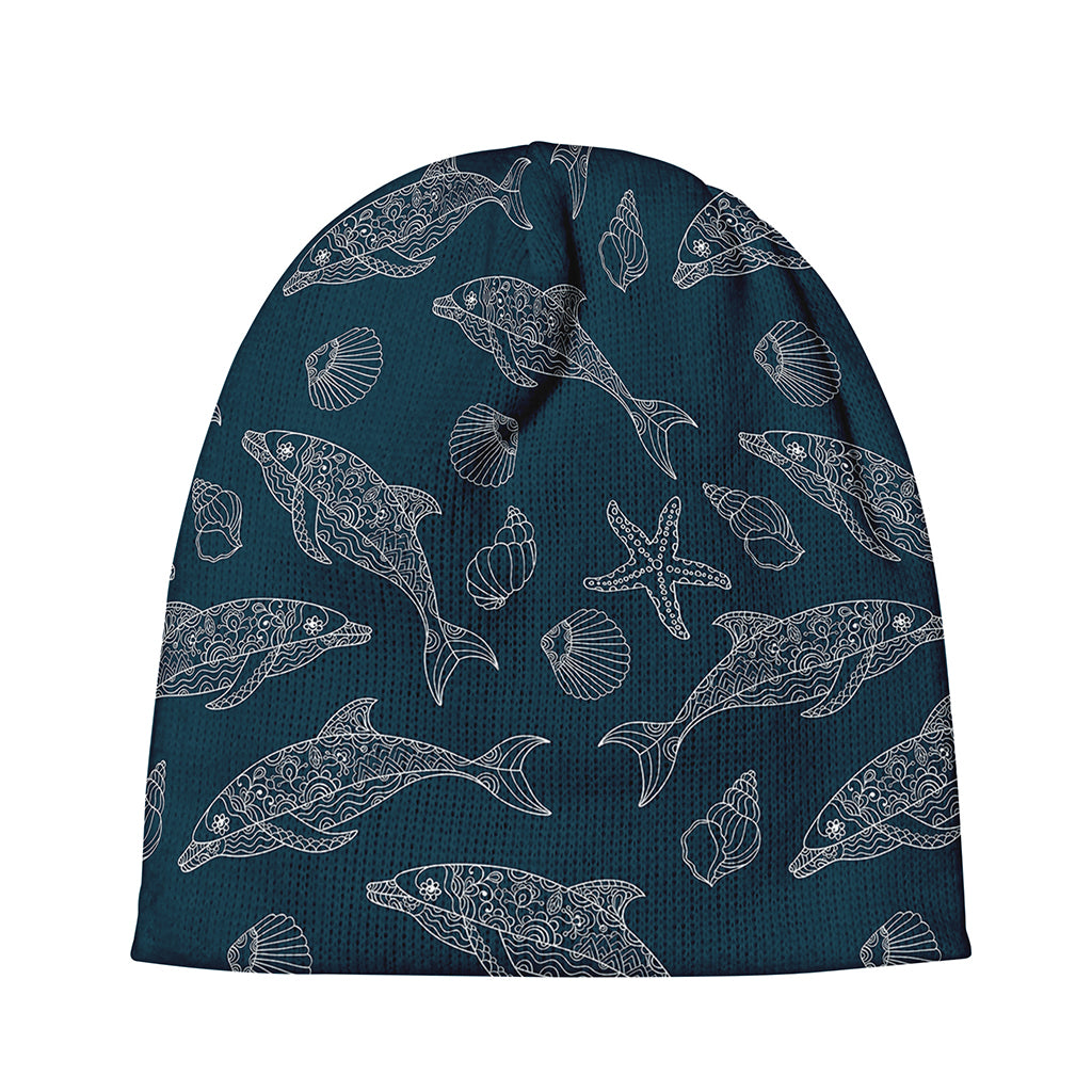 Vintage Dolphins Pattern Print Beanie